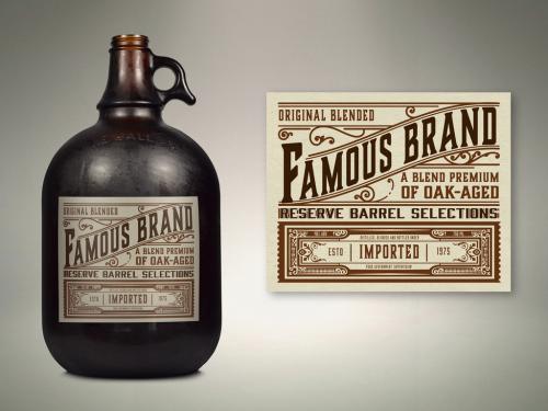 Vintage Liquor Bottle Packaging Layout  - 348980998