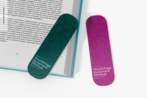 Round Edge Bookmarks Mockup Top View