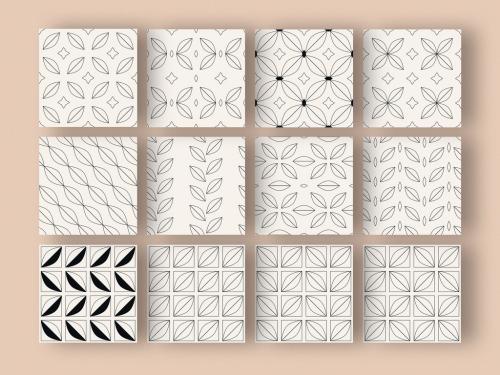 Black and White Seamless Patterns Set - 348998075