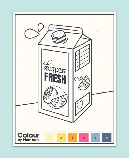 Coloring Sheet Layout with Juice Carton - 350245566