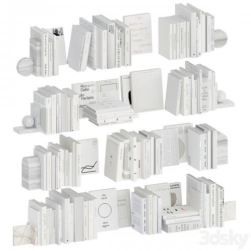 A set of white books with bookends