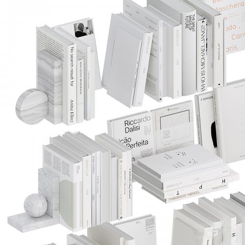 A set of white books with bookends