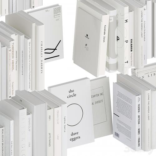 A set of white books with bookends