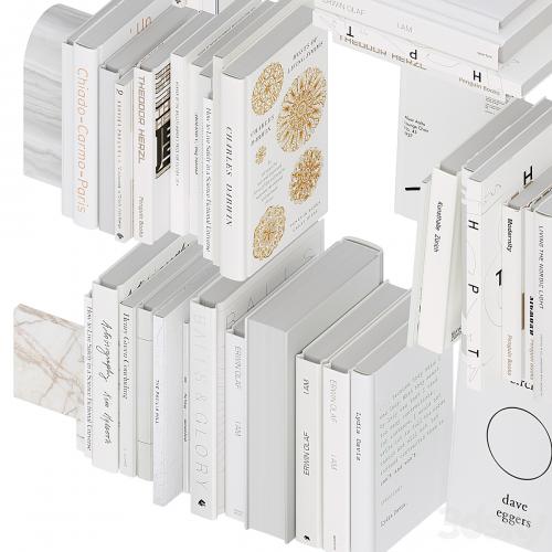 A set of white books with bookends