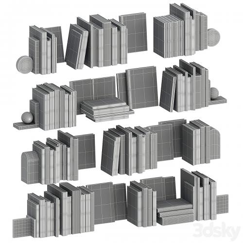 A set of white books with bookends