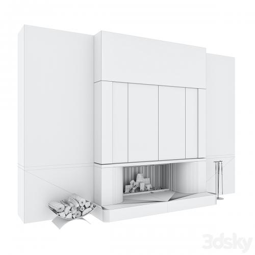 Decorative wall with fireplace set 47