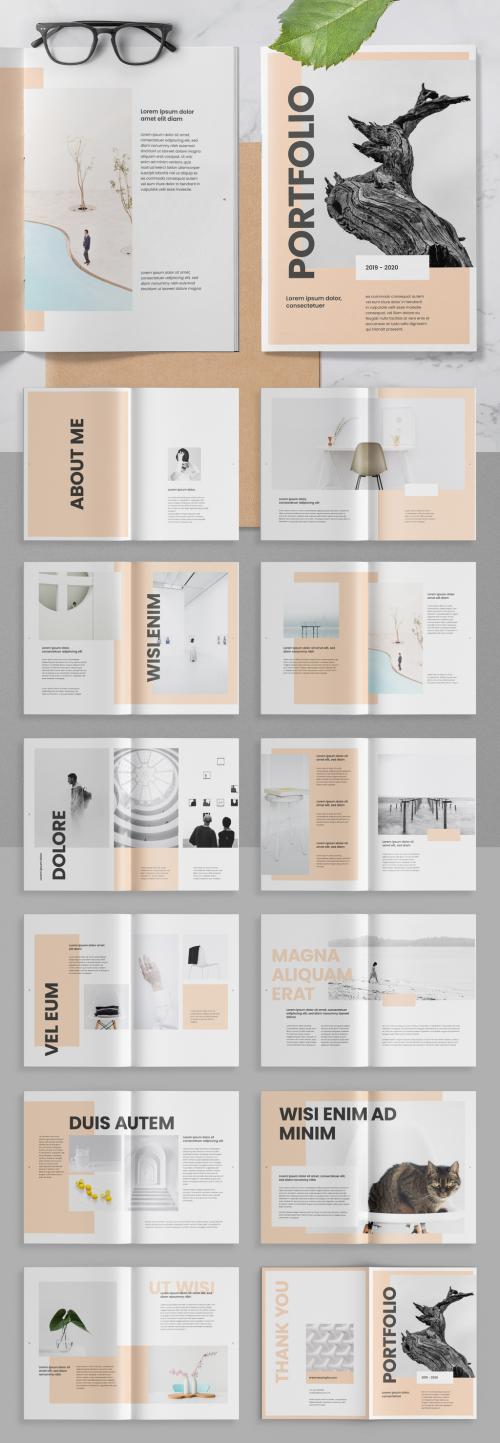 Portfolio Brochure Layout with Peach Accents - 350352090