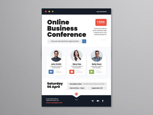 Online Business Conference Flyer Layout - 350365045