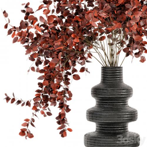 Indoor Dry Plants in rusty Concrete Pots - Set 80