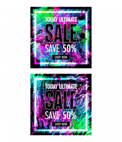 Sale Discount Banners Layout on Modern Colorful Background - 350630652