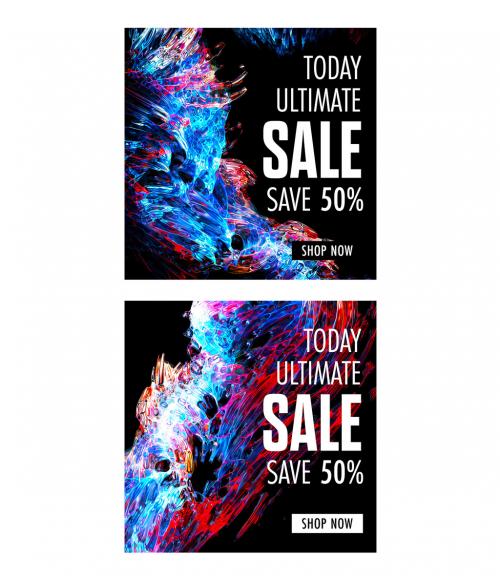 Sale Discount Banners Layout on Futuristic Abstract Background - 350630697