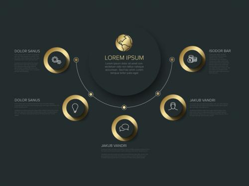 Simple Infographic Layout with Five Gold Elements - 350684019