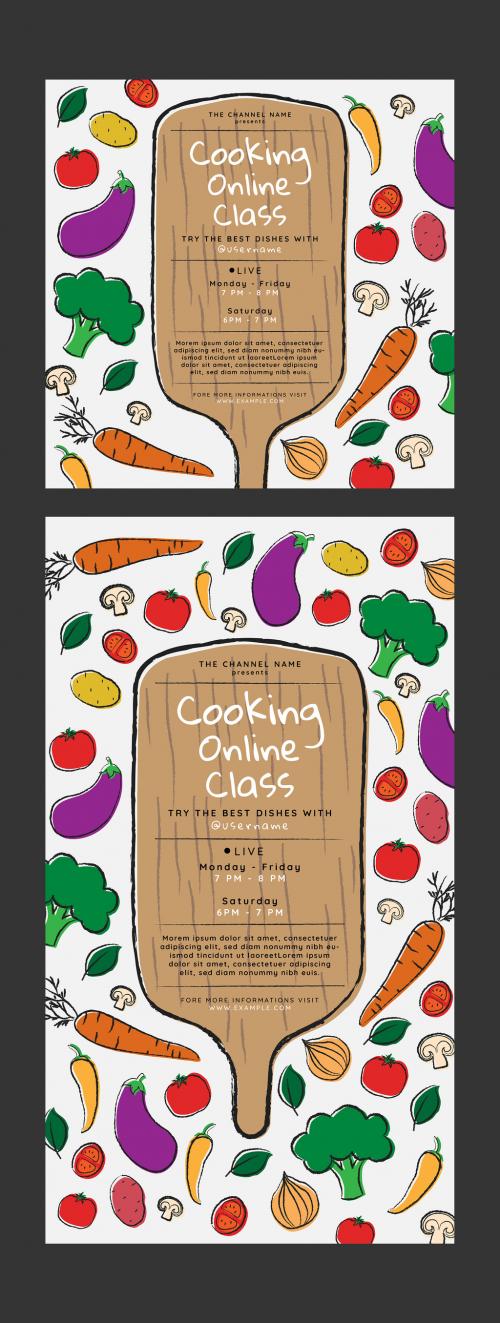 Online Cooking Classes Social Media Layout Set - 350939660