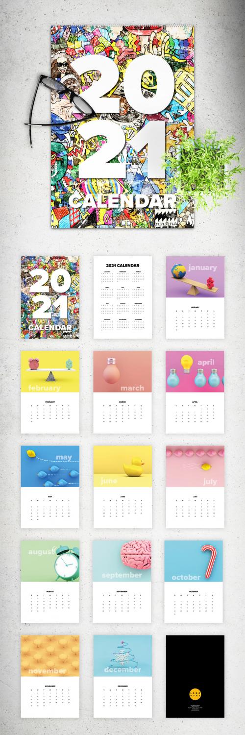 2021 Wall Calendar Layout - 350983538