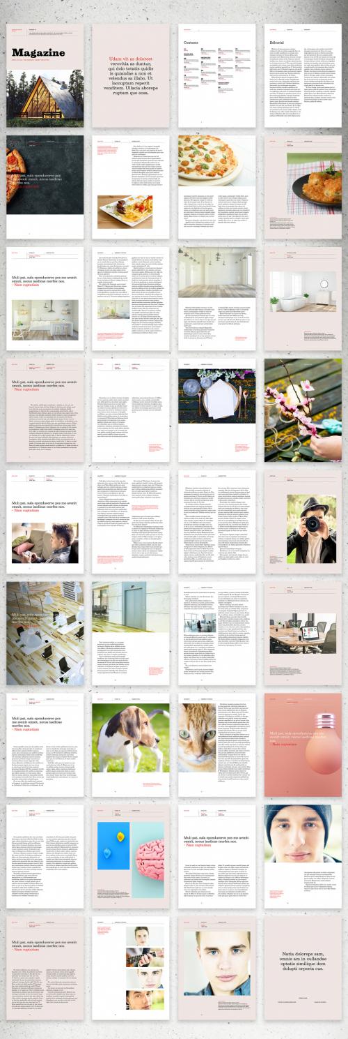 Creative Modern Digital Lifestyle Magazine Layout with RedAccents - 350983680