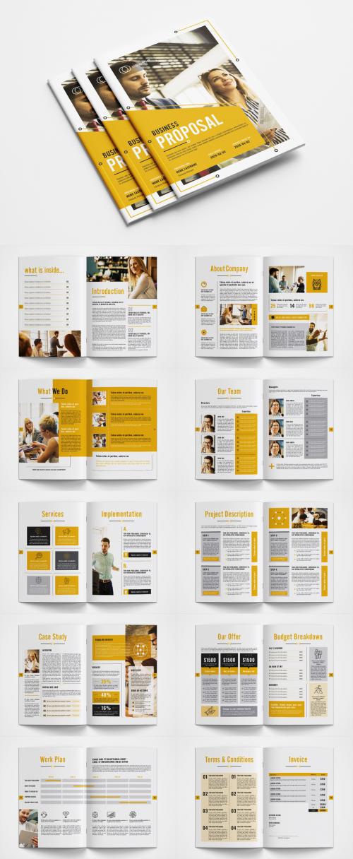 Business Proposal Layout with Orange Accents - 351014015