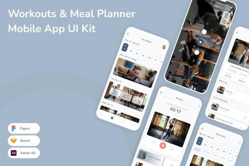 Workouts & Meal Planner Mobile App UI Kit