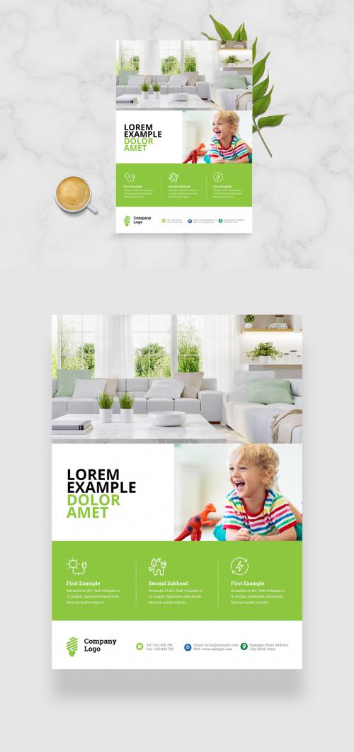 Business Flyer with Green Accents - 351303718