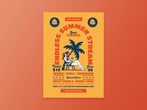 Endless Summer Stream Event Flyer Layout - 351365417