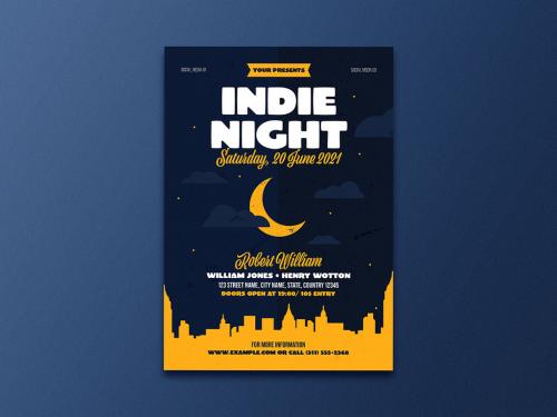 Indie Night Event Flyer Layout - 351365423