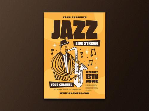 Jazz Live Stream Event Flyer Layout - 351365425