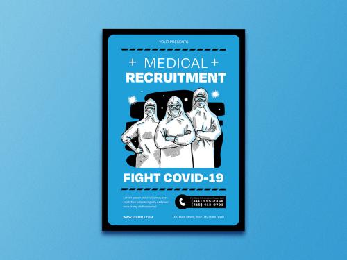 Medical Recruitment Covid19 Flyer Layout - 351365426