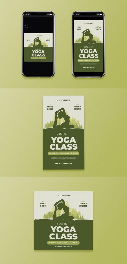 Online Yoga Class Event Social Media Layout - 351365444