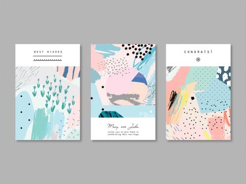 Set of Posters with Hand Drawn Textures - 351653059