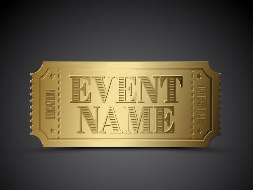 Golden Event Ticket Layout - 351703167