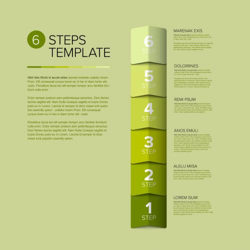 6 Green Arrow Shape Steps Process Infographic - 351703200