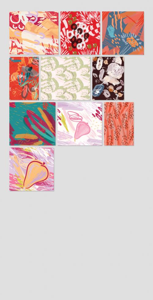 Floral Hand Drawn Pattern Set - 352961076