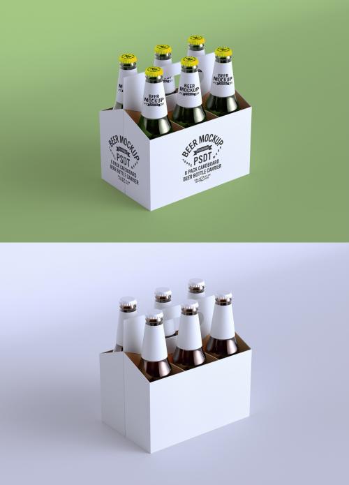 6 Pack Cardboard Beer Bottle Carrier Mockup - 352971623