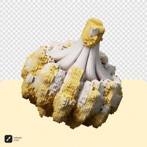 3d Garlic Voxel Art Isolated