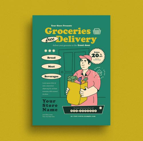 Grocery Delivery Service Flyer Layout - 353221426