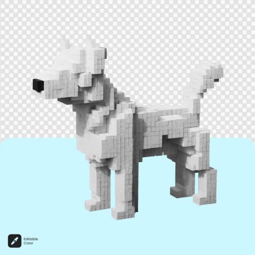 3d Dog Voxel Art Isolated