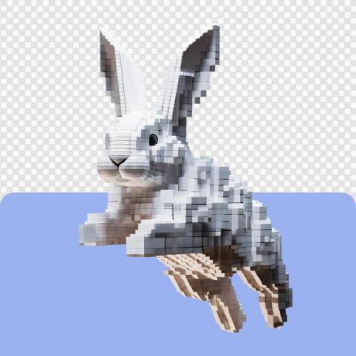 3d Bunny Voxel Art Isolated