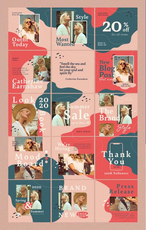 Organic Fashion Social Media Puzzle Post Layout - 353221469