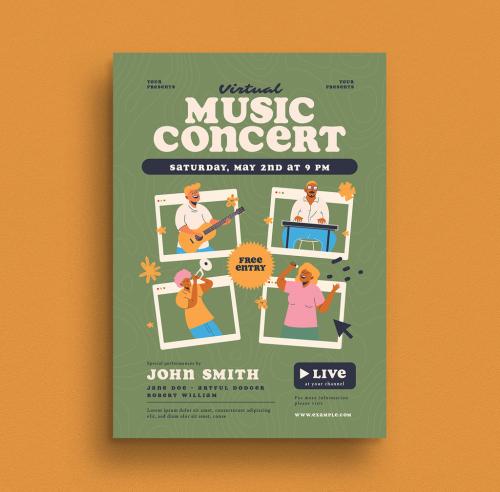 Virtual Music Concert Flyer Layout - 353221493