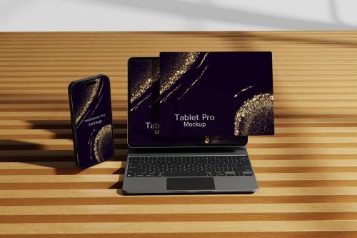 Tablet Pro with Smartphone Mockup