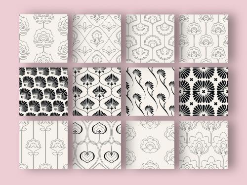 Black and White Seamless Patterns Set - 353431719