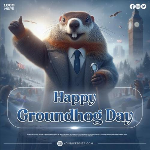 Happy Groundhog Day Social Media Or Instagram Post Banner Template