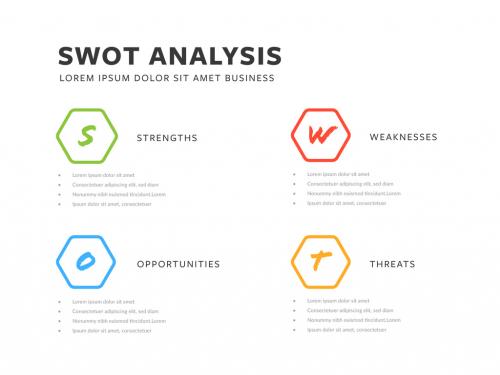 Swot Analysis Infographic Layout with Hexagon Elements - 353449971