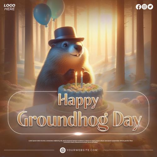 Happy Groundhog Day Social Media Or Instagram Post Banner Template