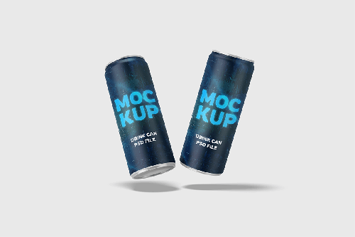 Double of Floating Drink Can Mockup