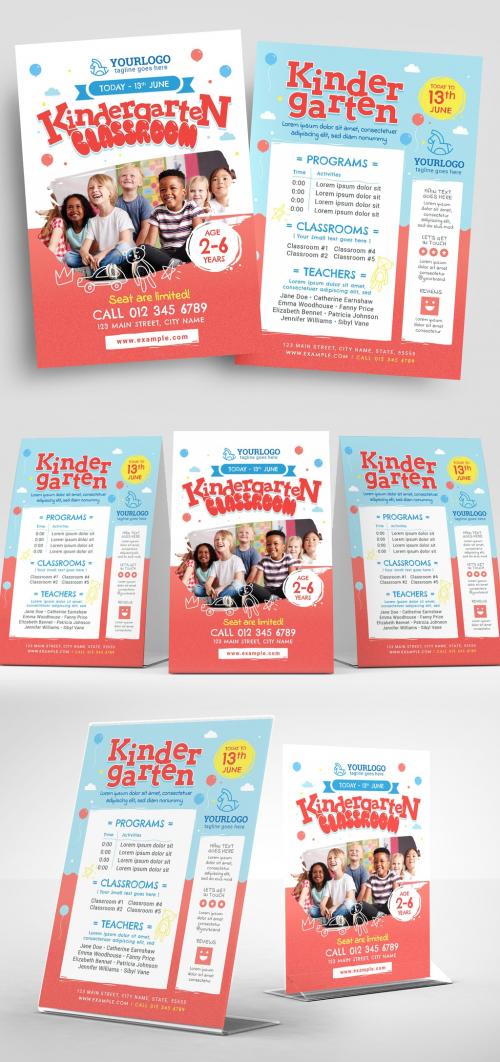 Playful Kindergarten Flyer Layout for Preschool Childcare Services - 353660910