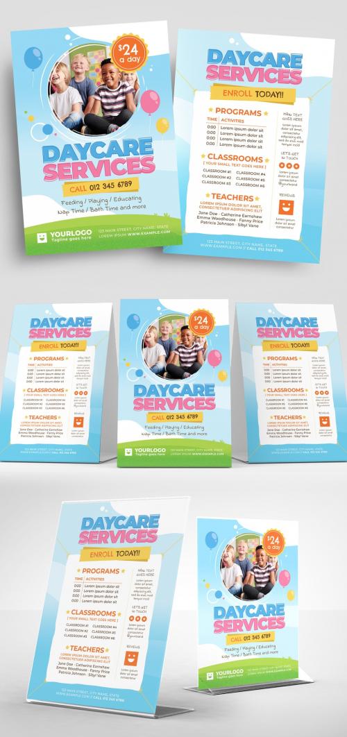 Daycare Flyer Layout for Kindergarten Preschool Services - 353660965