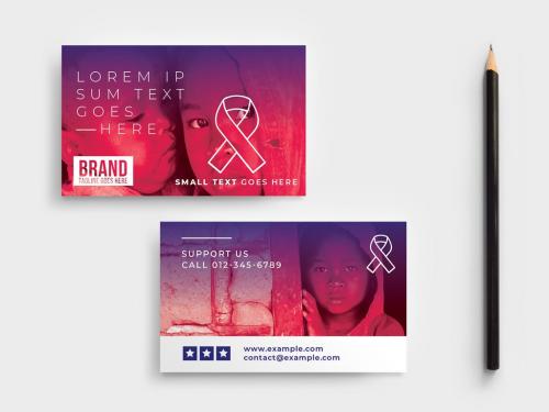 Business Card Layout with Purple Gradient - 353672155