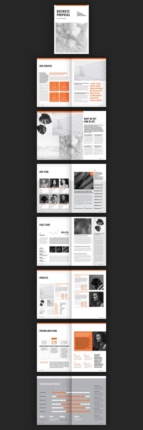 Business Proposal Layout with Orange Accents - 353696160