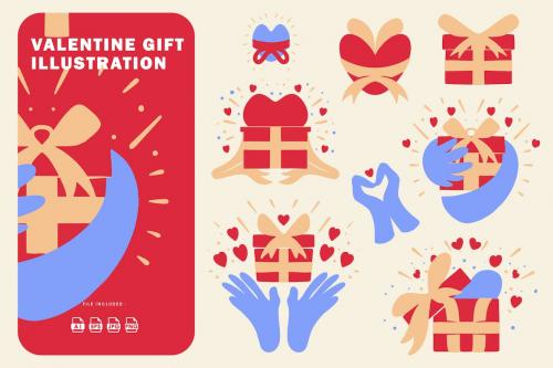 Valentine GIft Flat Illustration