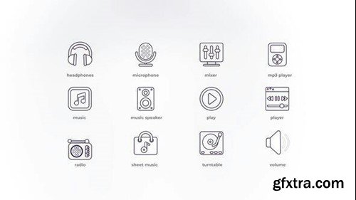 Videohive Music and Radiostation - Outline Icons 50192099